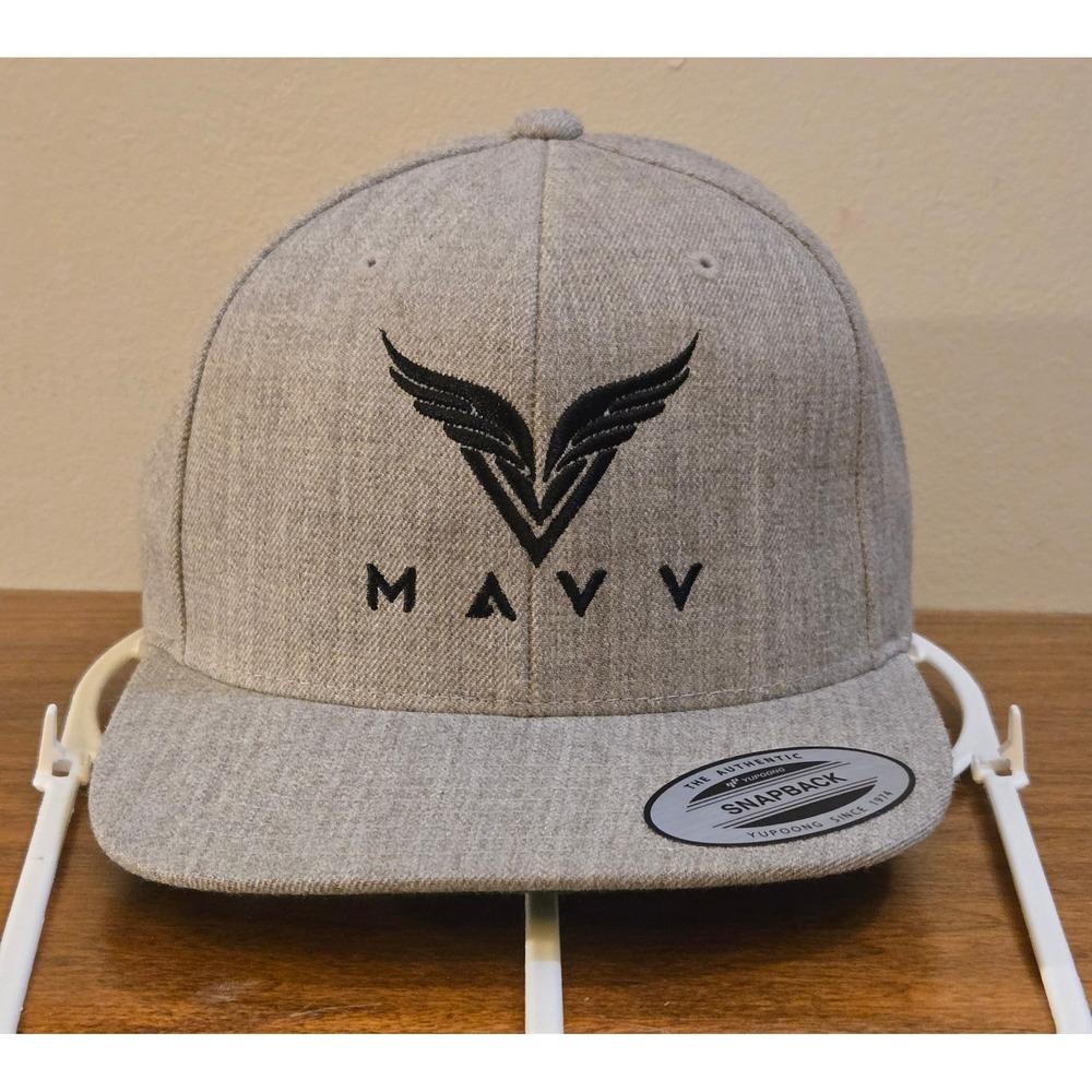 Yupoong The Classics MAVV Winged Logo Snapback Hat Heather Gray Acrylic Wool